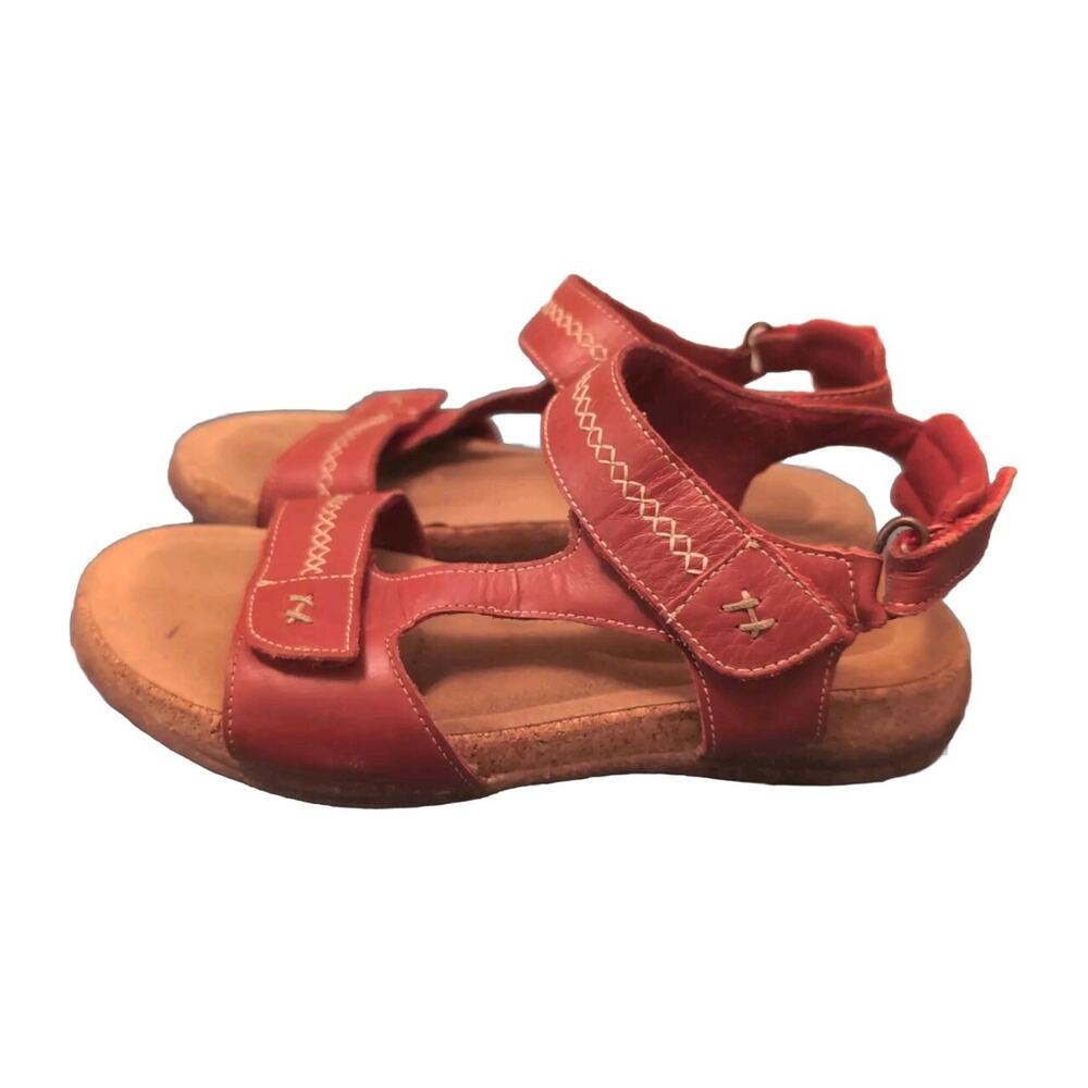 Clarks Collection Size 8 Adjustable Leather Sandals Roseville Mae Red (-37-) - Picture 4 of 6